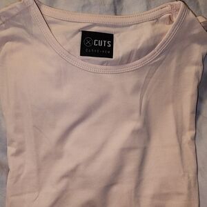 NIB $35 Cuts Clothing Crew Curve Hem Short Sleeve Tee In Blush Size XL